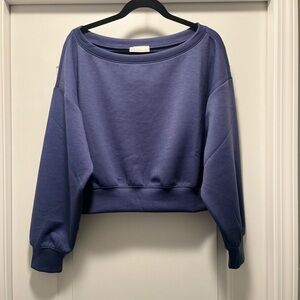Zenana, NWOT, scuba cropped boat neck sweatshirt. Size L